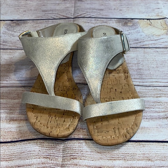 Donald Pliner Dylan Cork Wedge Sandals Pewter - Picture 2 of 5